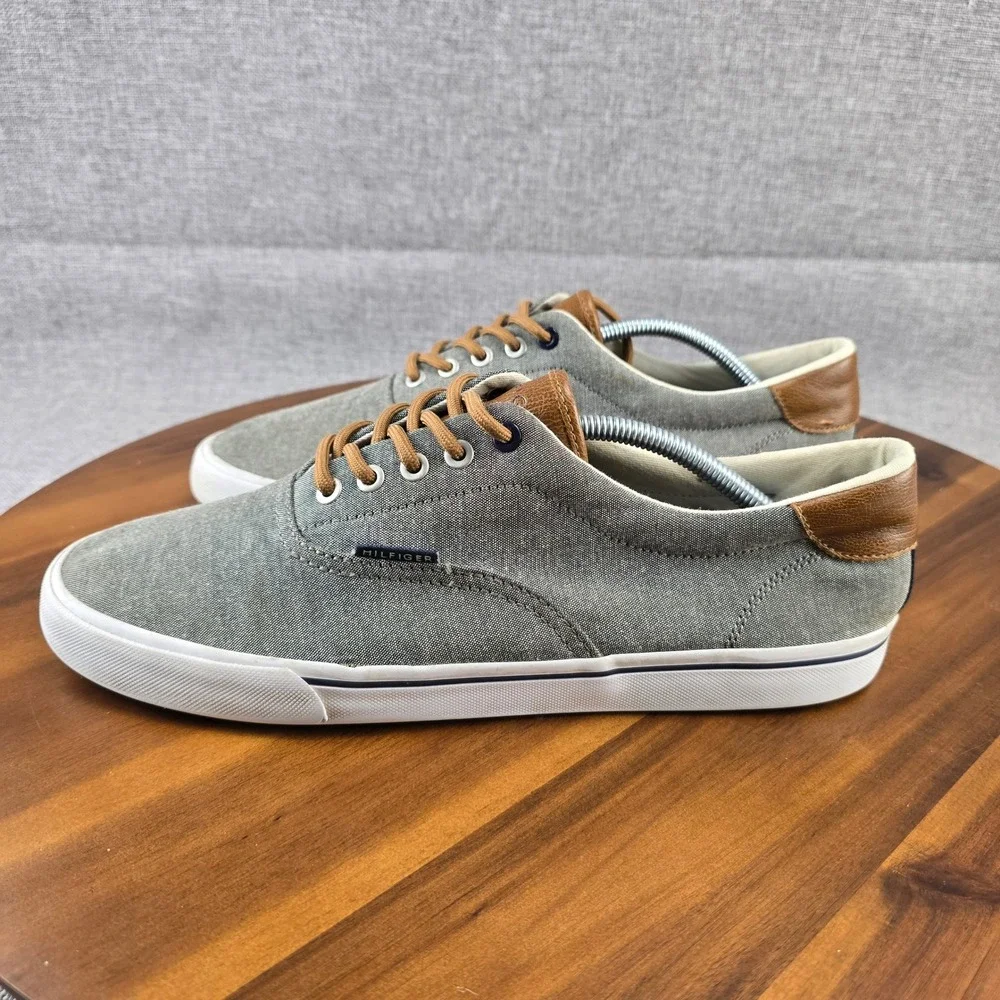 Tommy Hilfiger Men's Gray Canvas Low Top‎ Sneakers Casual Shoes
